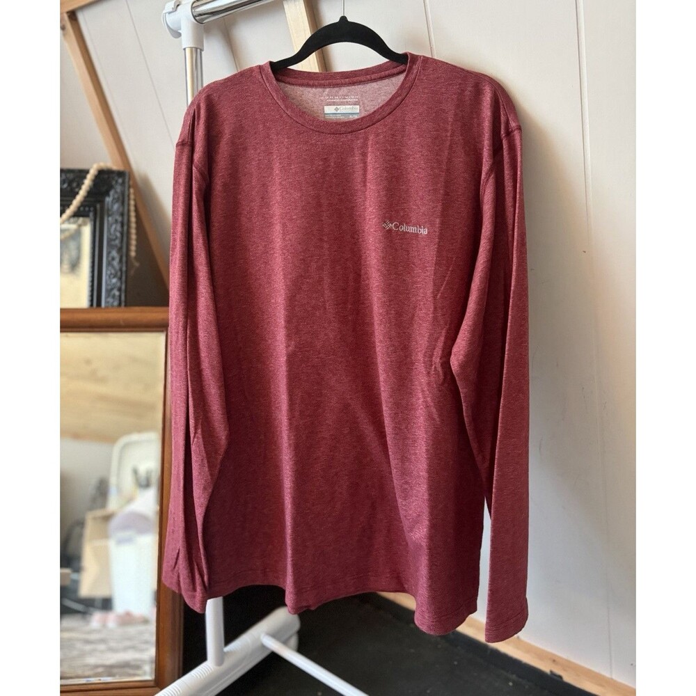 Columbia Omni-Wick Moisture Wicking Red Long Sleeve Crew Neck T-Shirt XL/TG